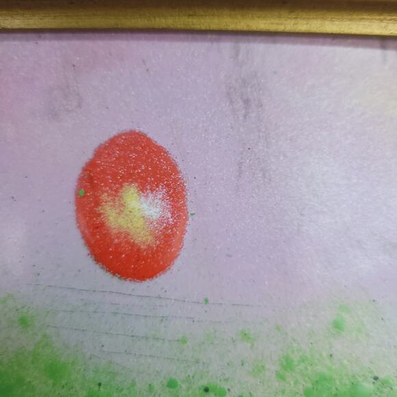 Vintage Framed Enamel on Copper Art Painting Child Flying Red Balloon 14.5x12.5" - Picture 8 of 11